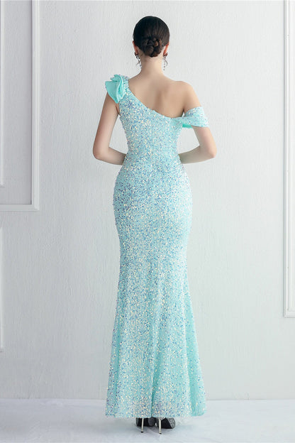 Embellished One Shoulder Mermaid Formal Dress