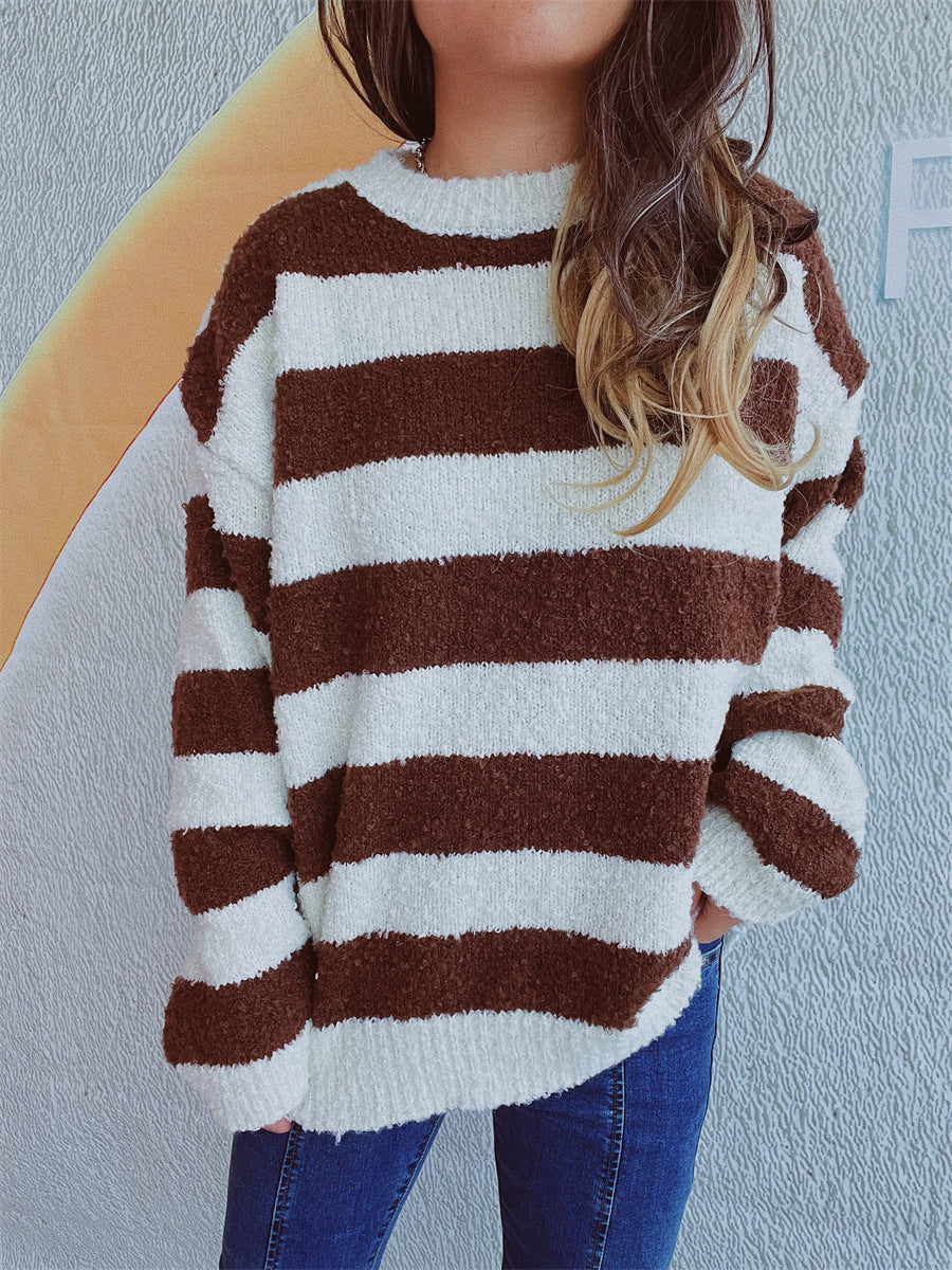 Katja | Striped long-sleeved sweater with a crew neck