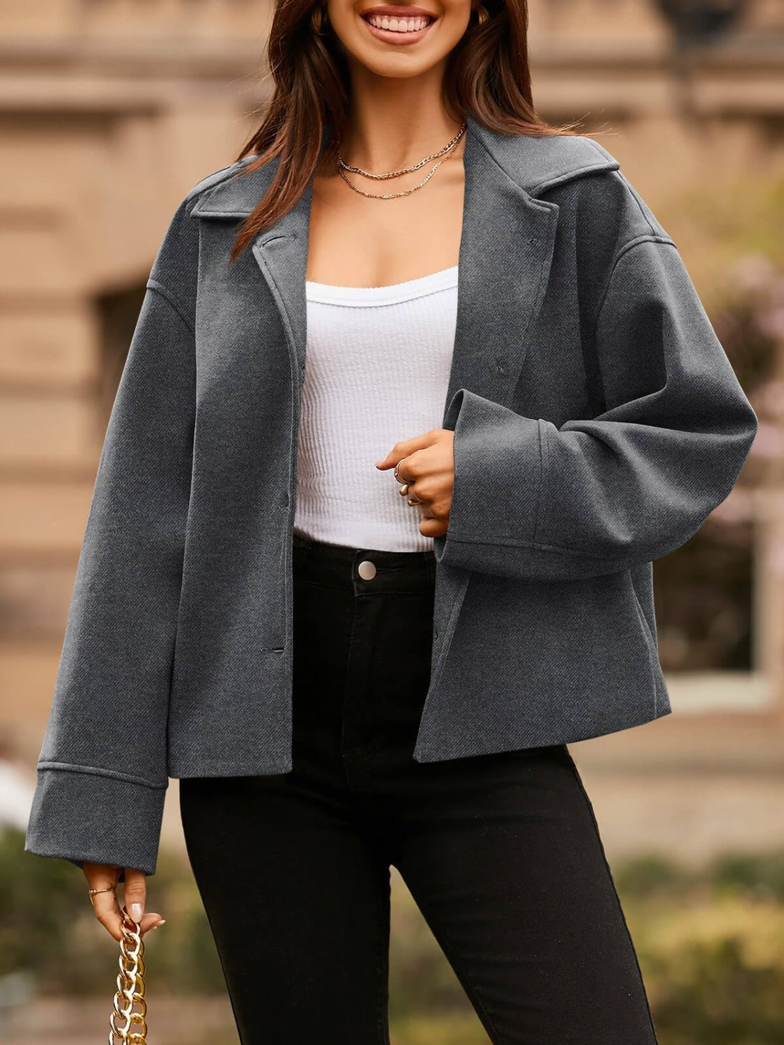Ivanna | Jacket with collar and dropped shoulders