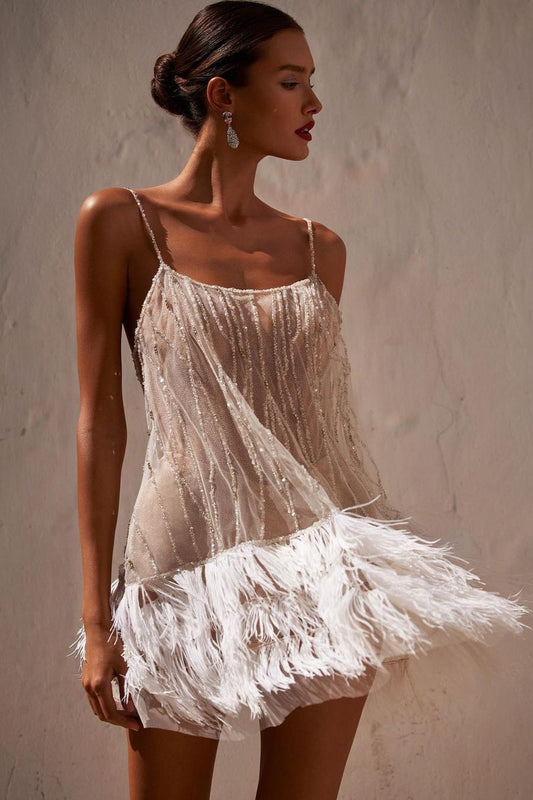 Backless Layered Fringe Sequin Party Dress