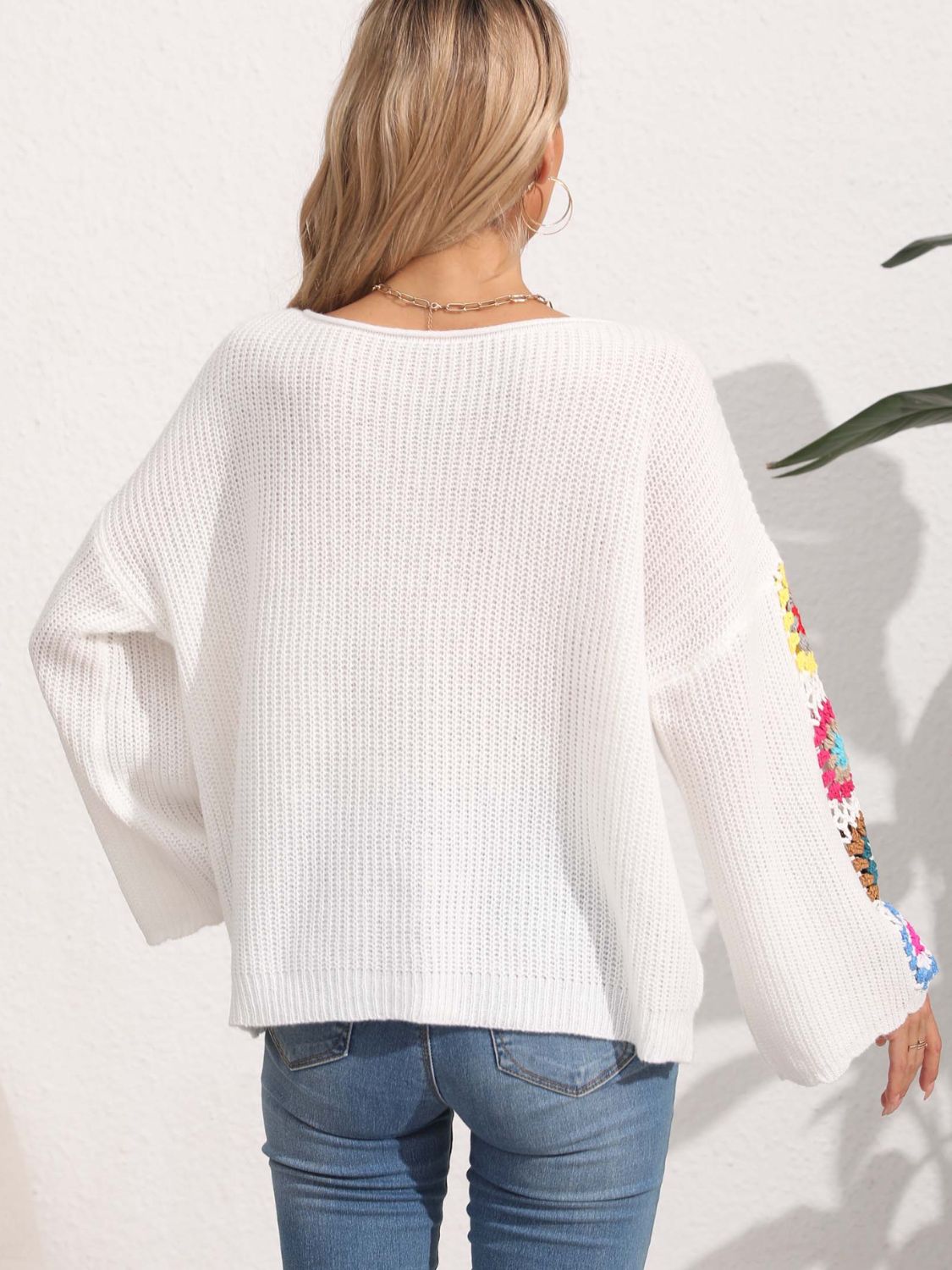 Elsa | Crochet floral long sleeve sweater