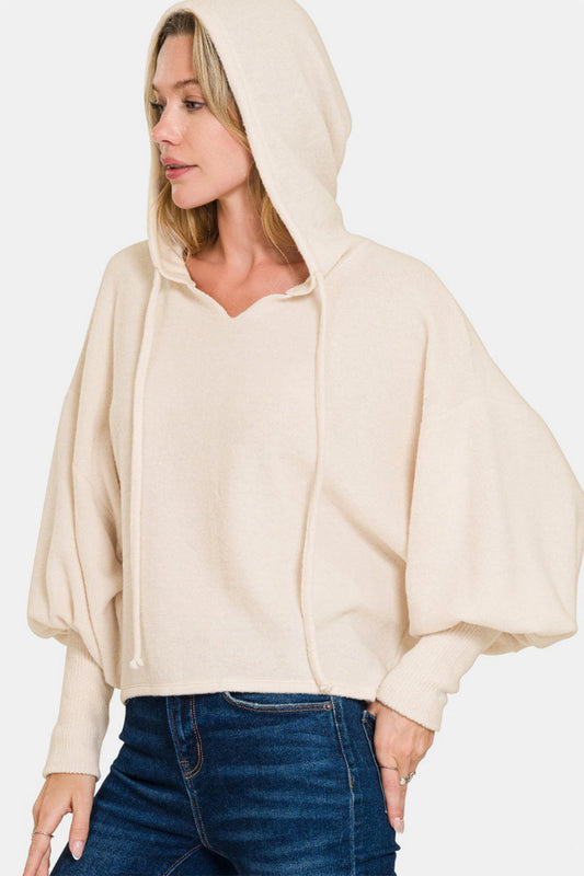 Milagros | Brushed Hacci hoodie with dropped shoulders