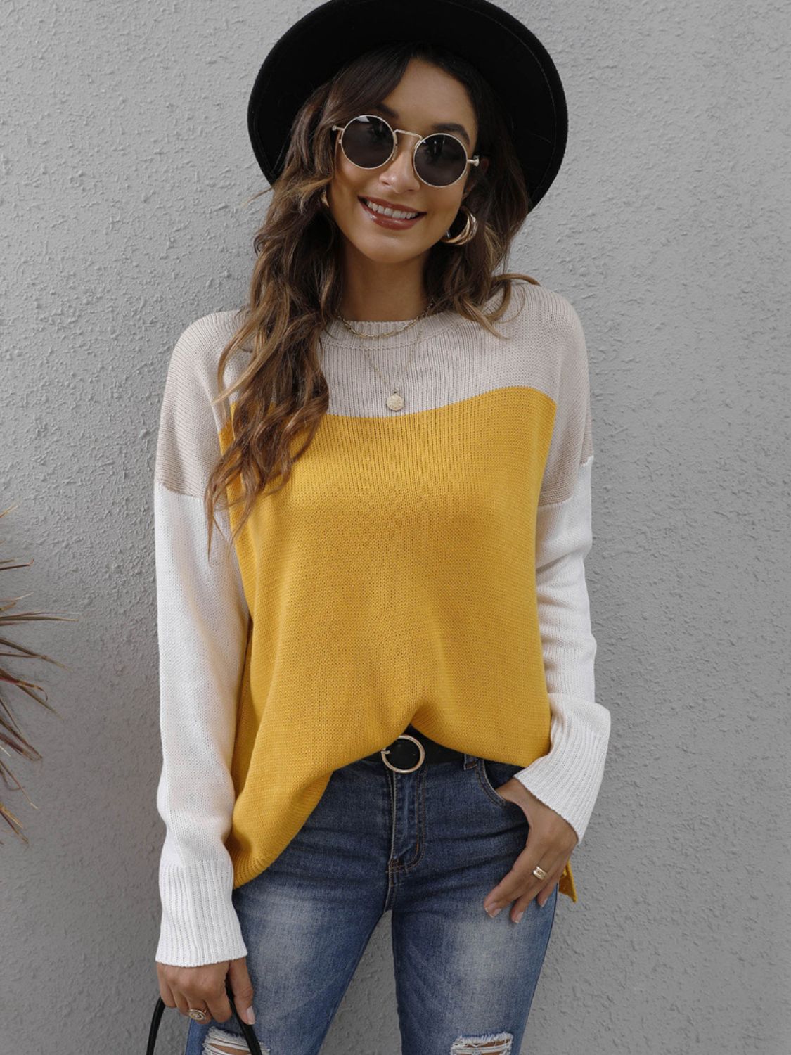 Luna | Color block crew neck sweater