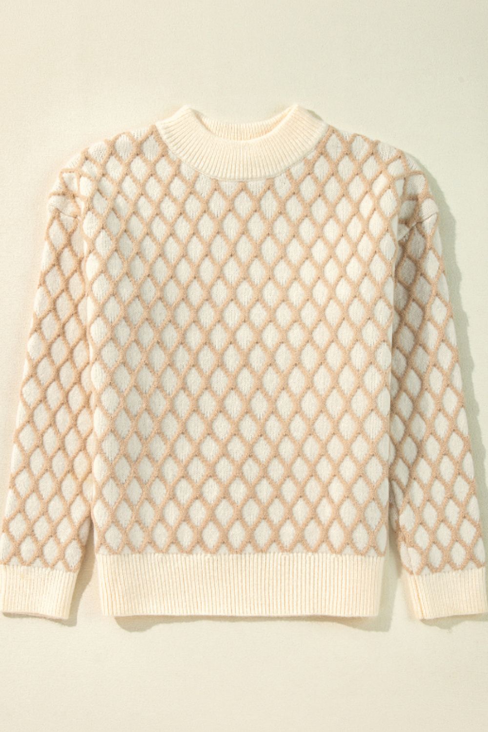 Miriam | Long-sleeved sweater with a stand-up collar and a diamond pattern