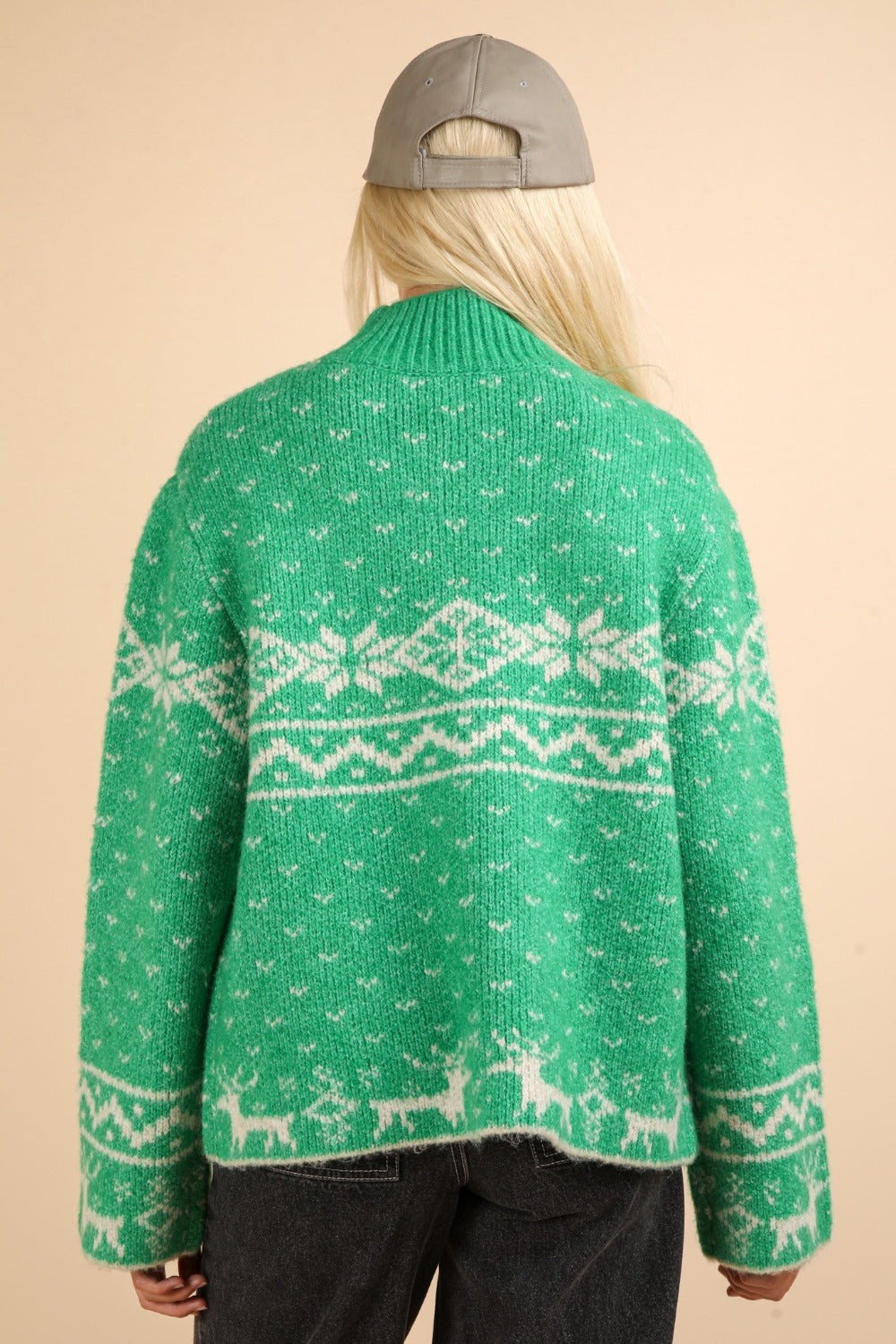 Carla | VERY J Christmas Element stand-up collar long sleeve sweater
