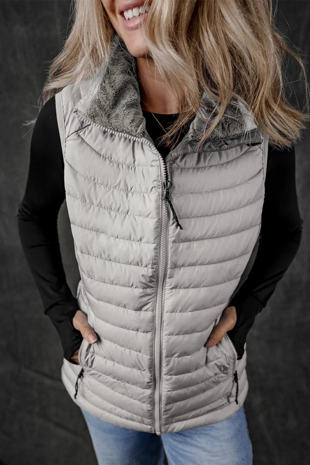 Silvia | Vest coat with zip and pockets
