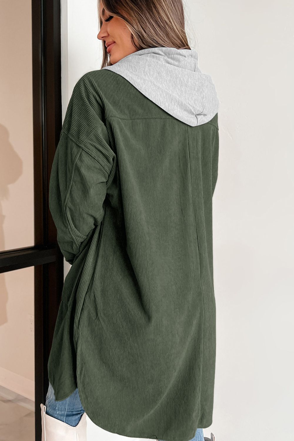 Belinda | Long sleeve hooded jacket with drawstring and buttons