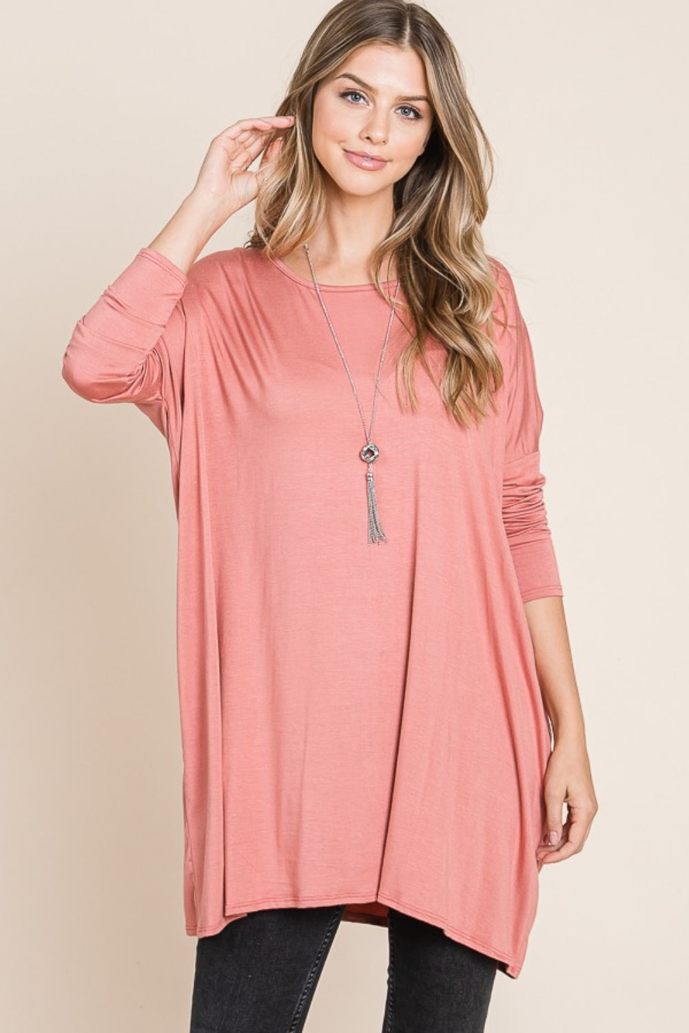 Nadia | Long sleeve, oversized crew neck top