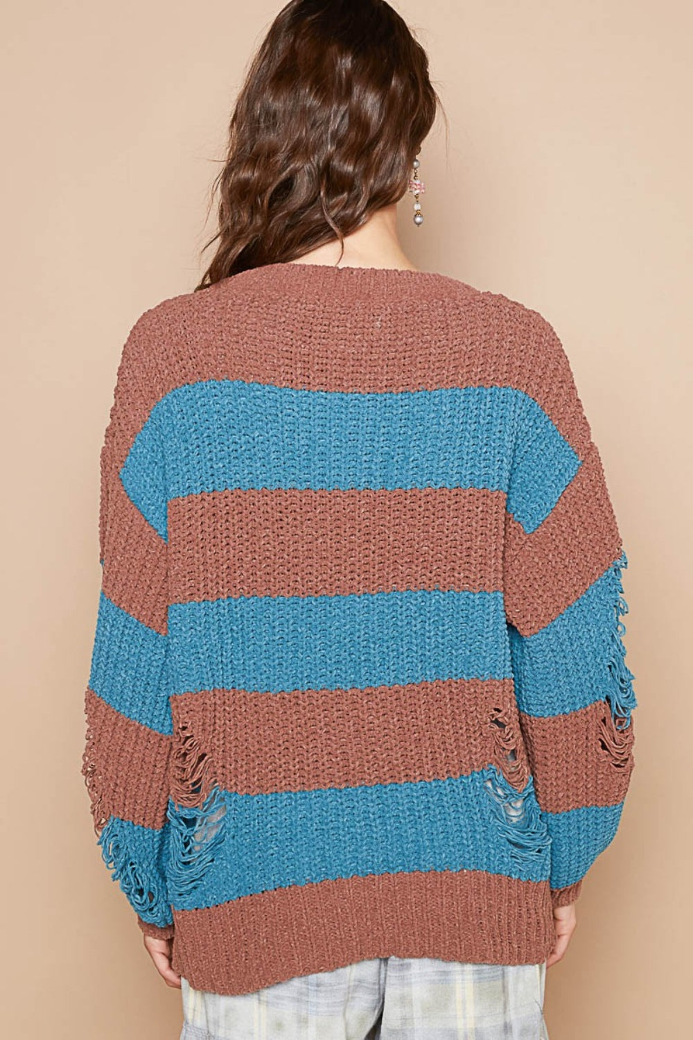 Julia | Striped, long-sleeved sweater with a used look