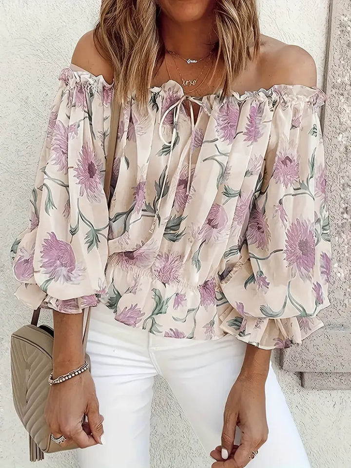 Enara® | Casual Blouse With Ruffles From The Shoulder And Floral Print