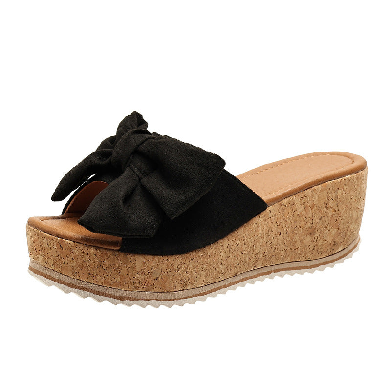 Rhiannon® | Fashion Bow Leopard Print Wedge Slippers