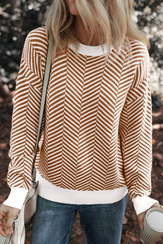 Silvia | Striped long-sleeved sweater with a crew neck