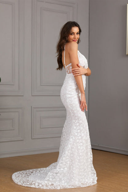 Sleeveless Train Bodycon Formal Dress