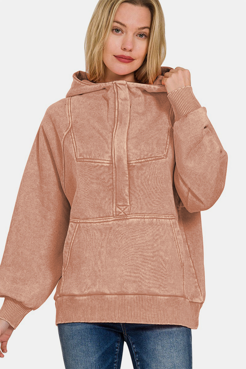 Nélida | Zenana Acid Wash Fleece Kangaroo Hoodie
