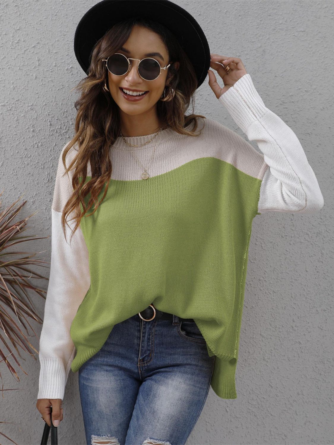 Luna | Color block crew neck sweater