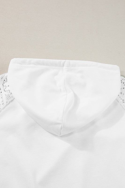 Viola | Women's hoodie with lace patchwork sleeves and drawstring