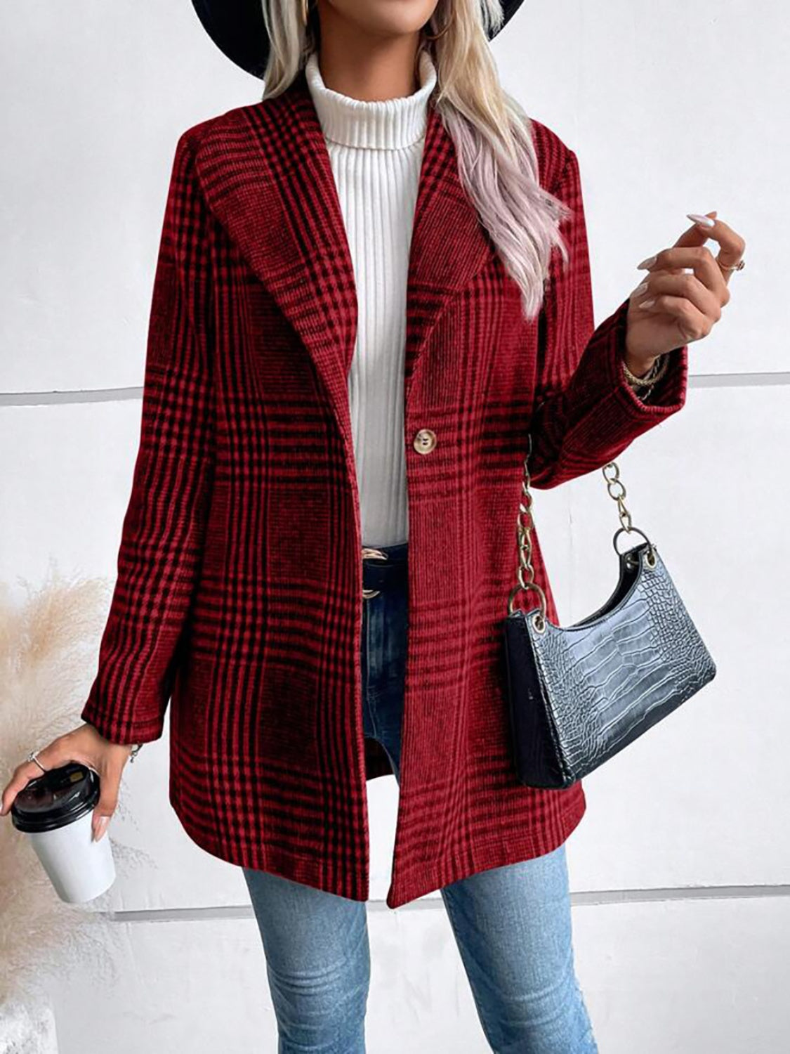 Esther | Checked, long-sleeved jacket with a collar