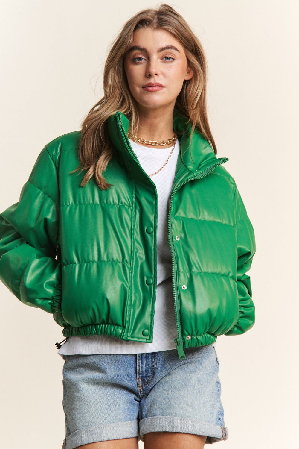 Carmen | J.NNA Popper Zip Turtleneck Short Puff Jacket