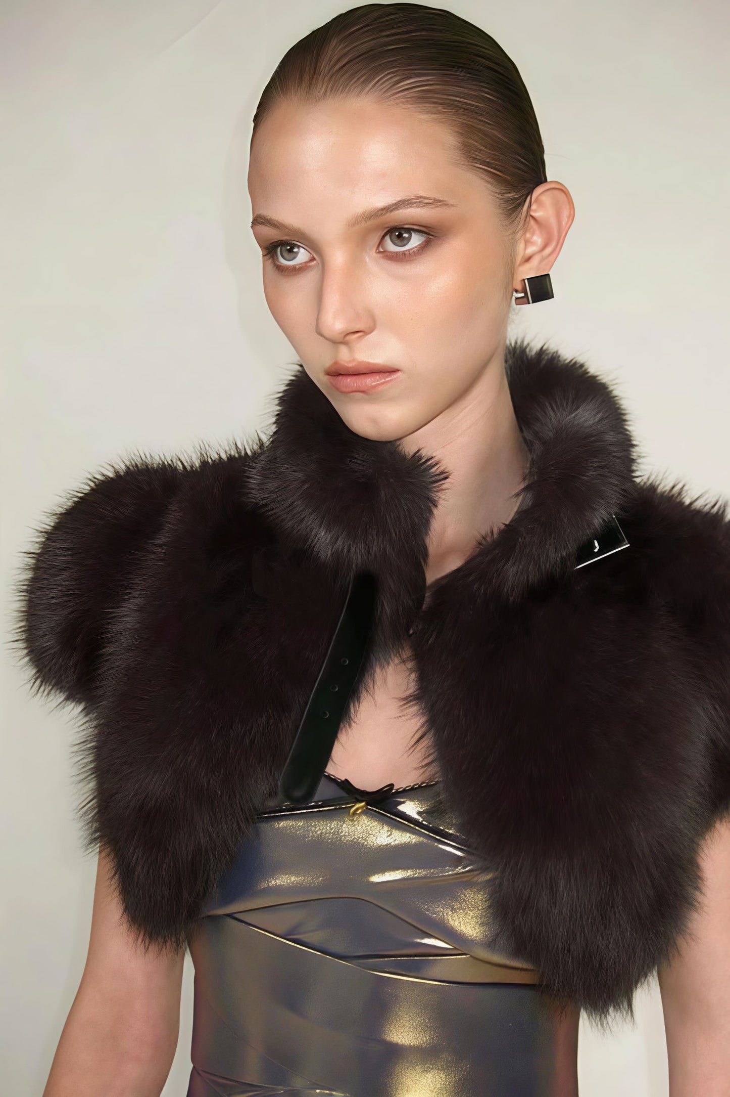 Solid Sexy Fuzzy Cropped Tie-front Vest