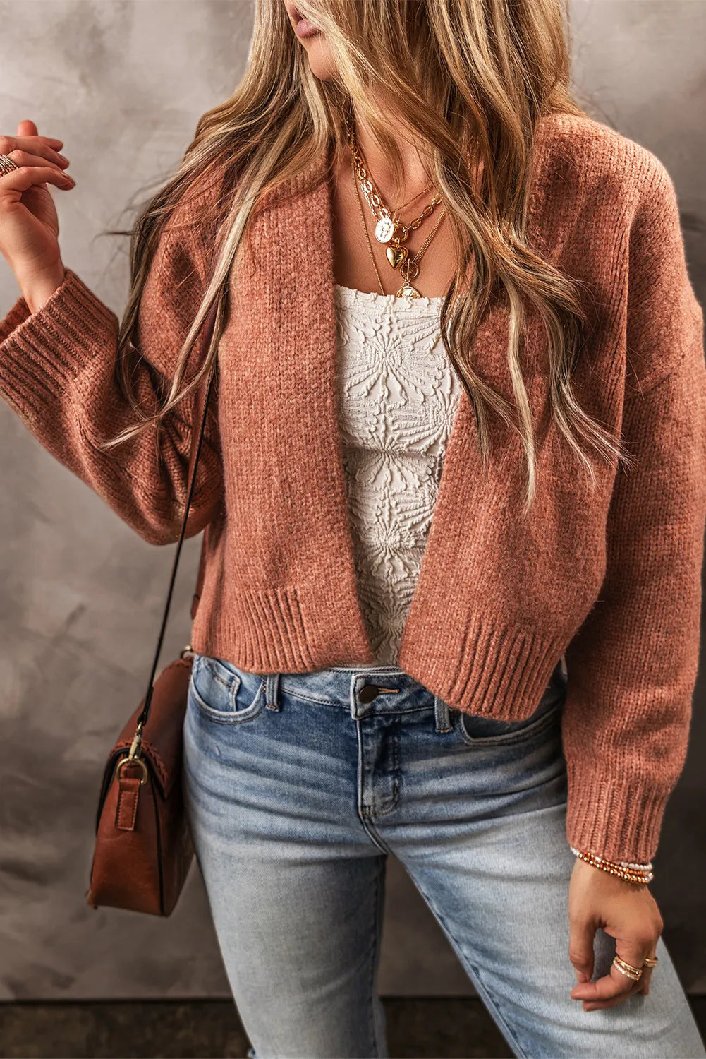 Luciana | Cardigan with an open front and dropped shoulders