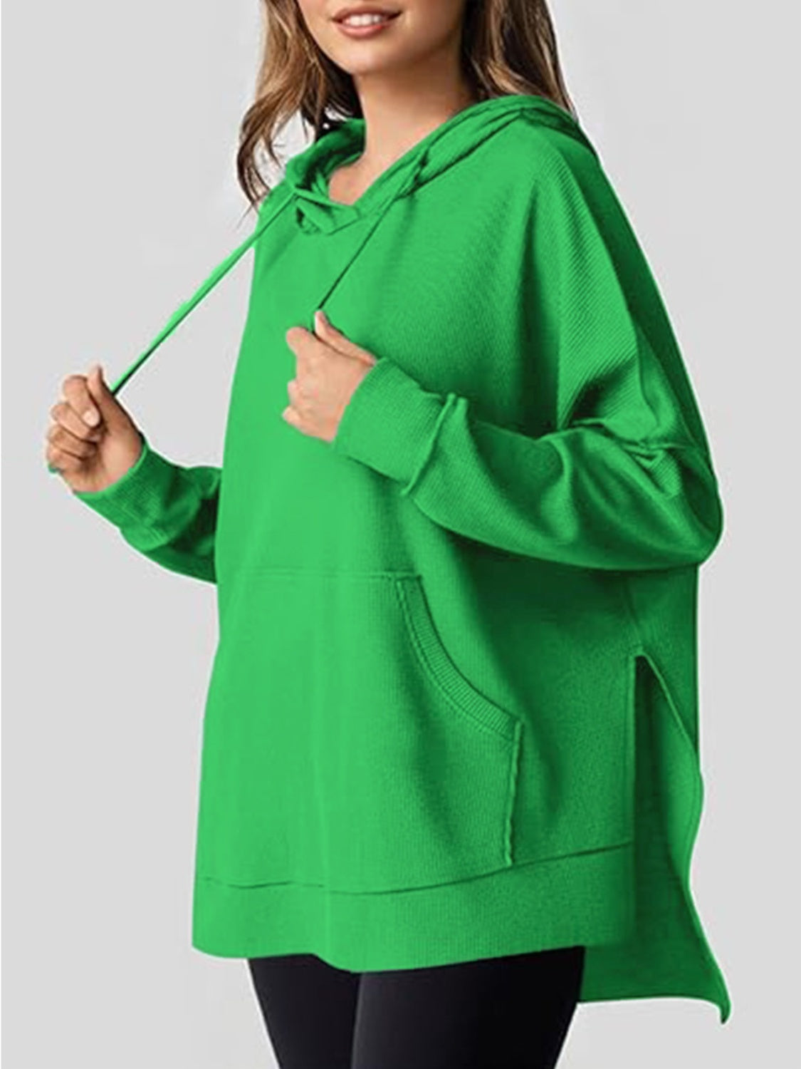 Eleonora | Long sleeve hoodie with drawstring and slit