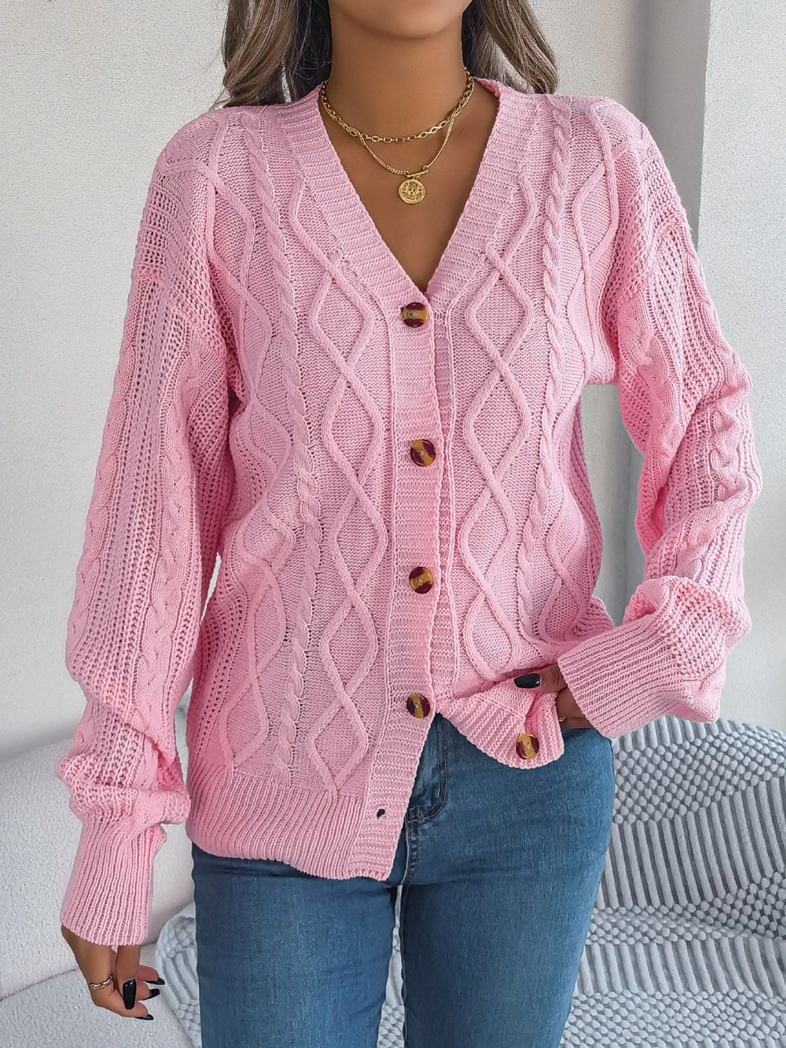 Stefanie | Cable knit cardigan with long sleeves