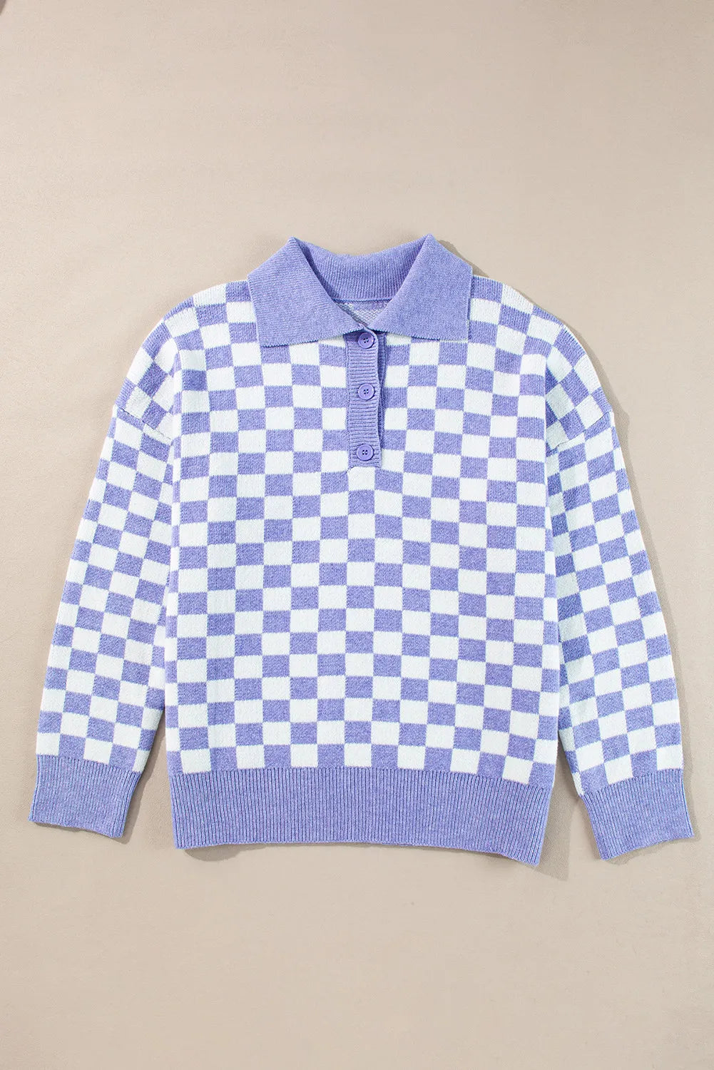 Johanna | Oversized long sleeve sweater with check collar