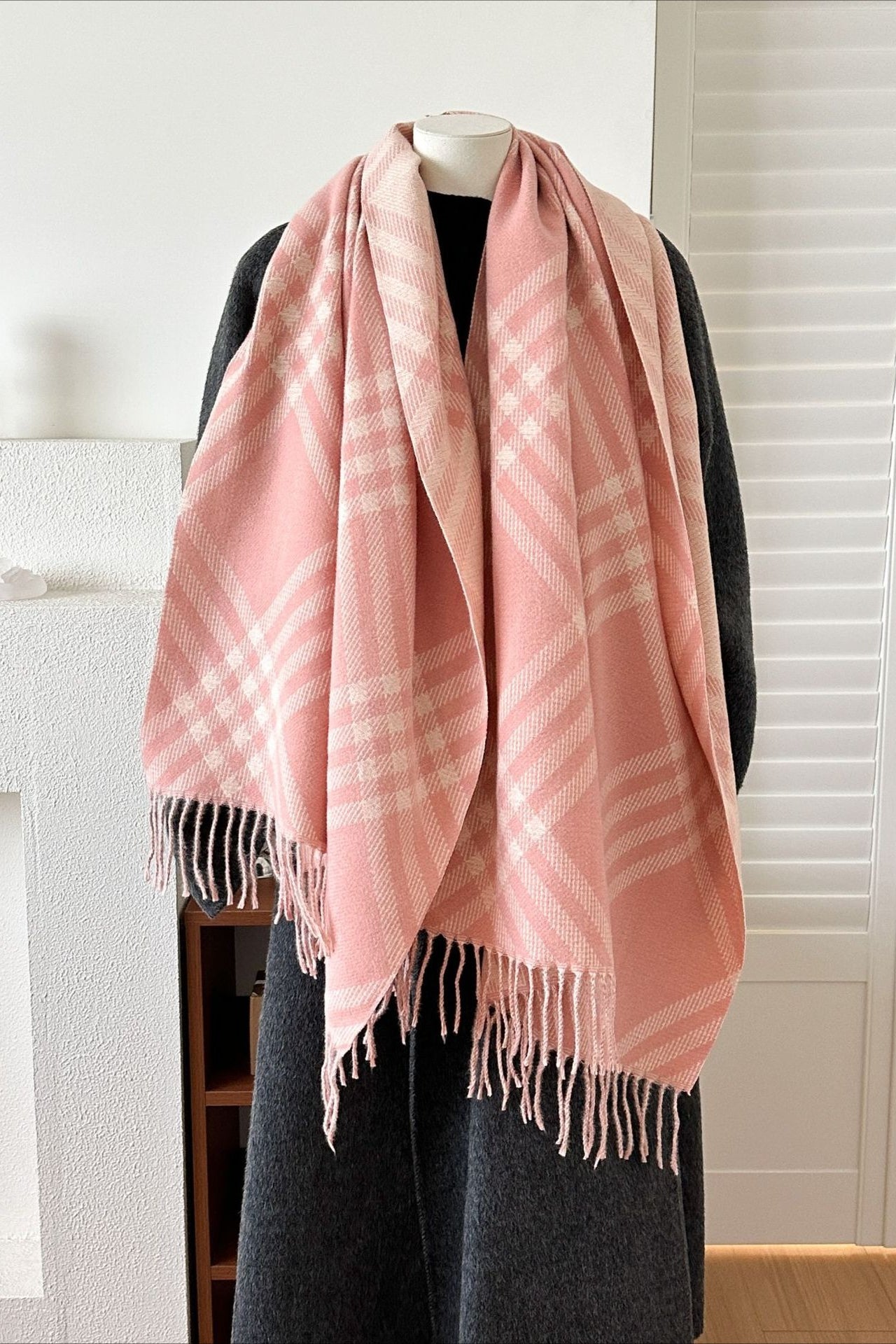 Double-Sided Plaid Festive Faux Cashmere Warm Scarf