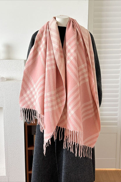 Double-Sided Plaid Festive Faux Cashmere Warm Scarf