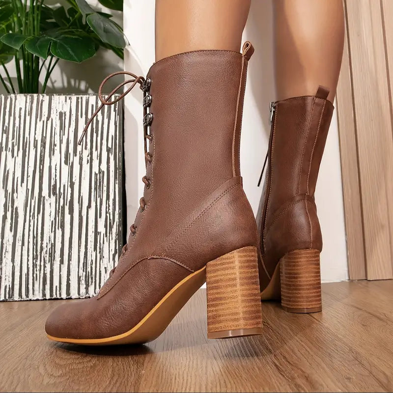 Zenaida | Leather boots with thick heels