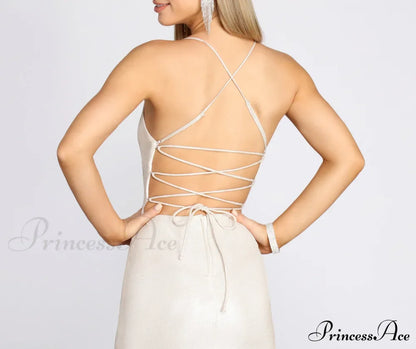 Char Formal Stylish Lattice Glitter Dress