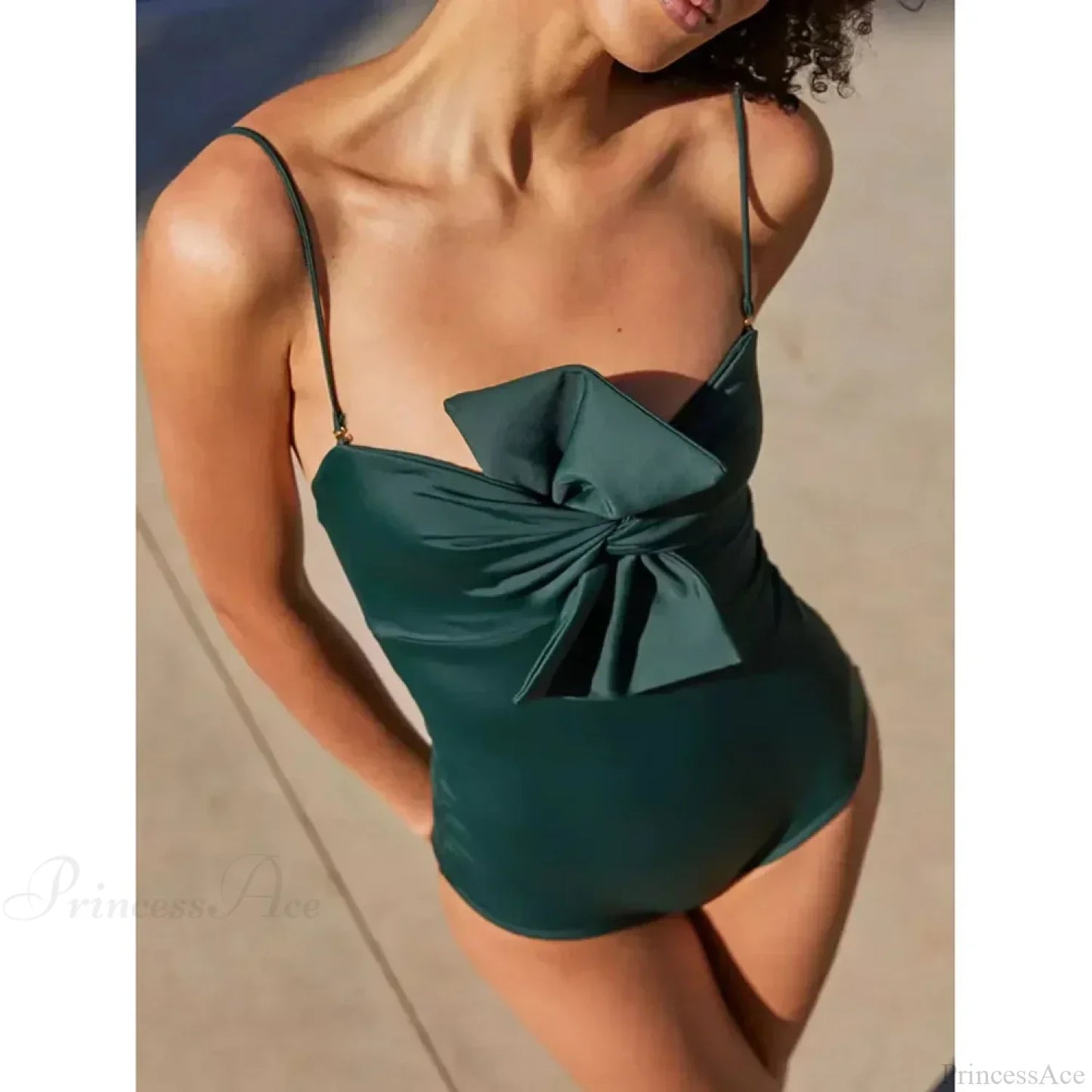 Chest Knot Halter One Piece Swimsuit