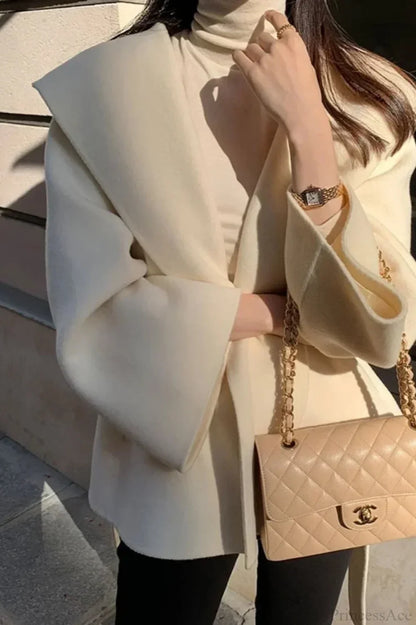 Chic Brown Woolen Hooded Overcoat