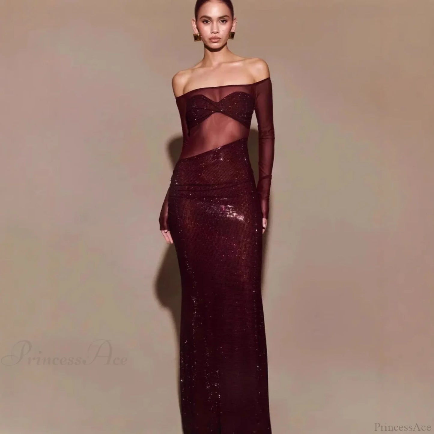 Chic One-Shoulder Rhinestone Fitted Prom Dress