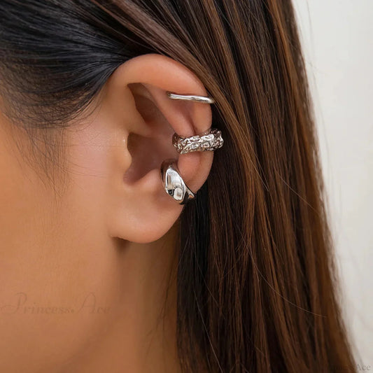 Chunky Metallic No Piercing Clamp Ear Cuff Earring