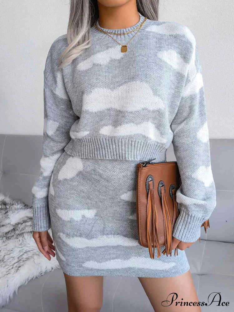 Cloud-Kissed Dreams Stylish Knitted Two-Piece Set