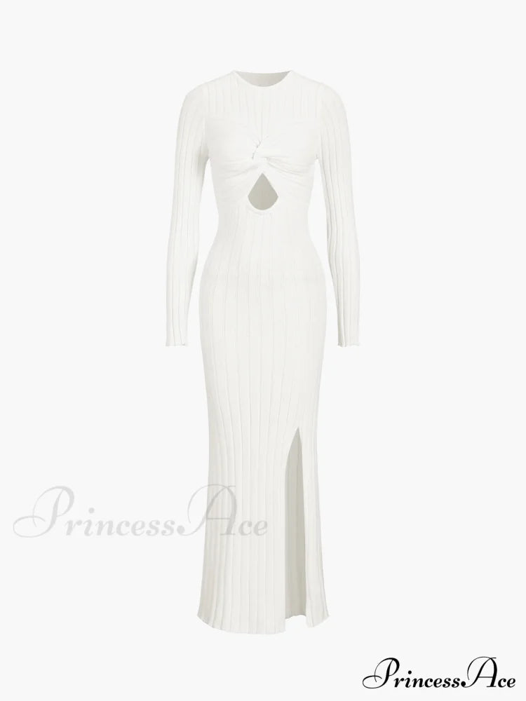 Coastal Allure Knotted Trendy Long Sweater Dress