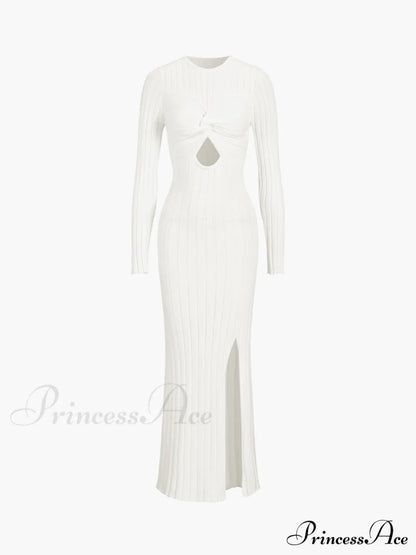 Coastal Allure Knotted Trendy Long Sweater Dress