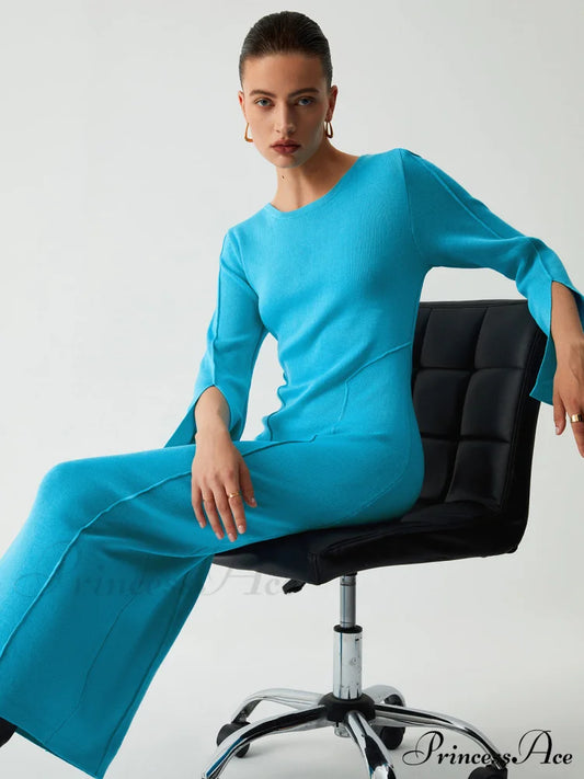 Coastal Allure Long Trendy Sleeve Long Sweater Dress
