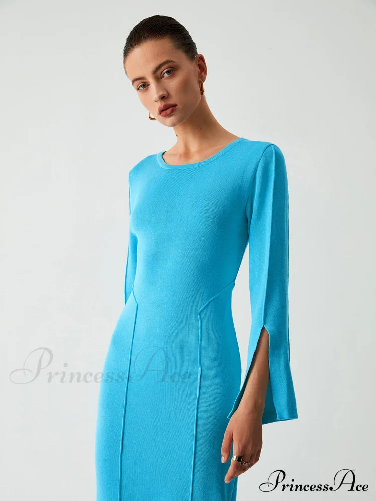 Coastal Allure Long Trendy Sleeve Long Sweater Dress