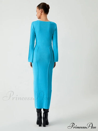 Coastal Allure Long Trendy Sleeve Long Sweater Dress