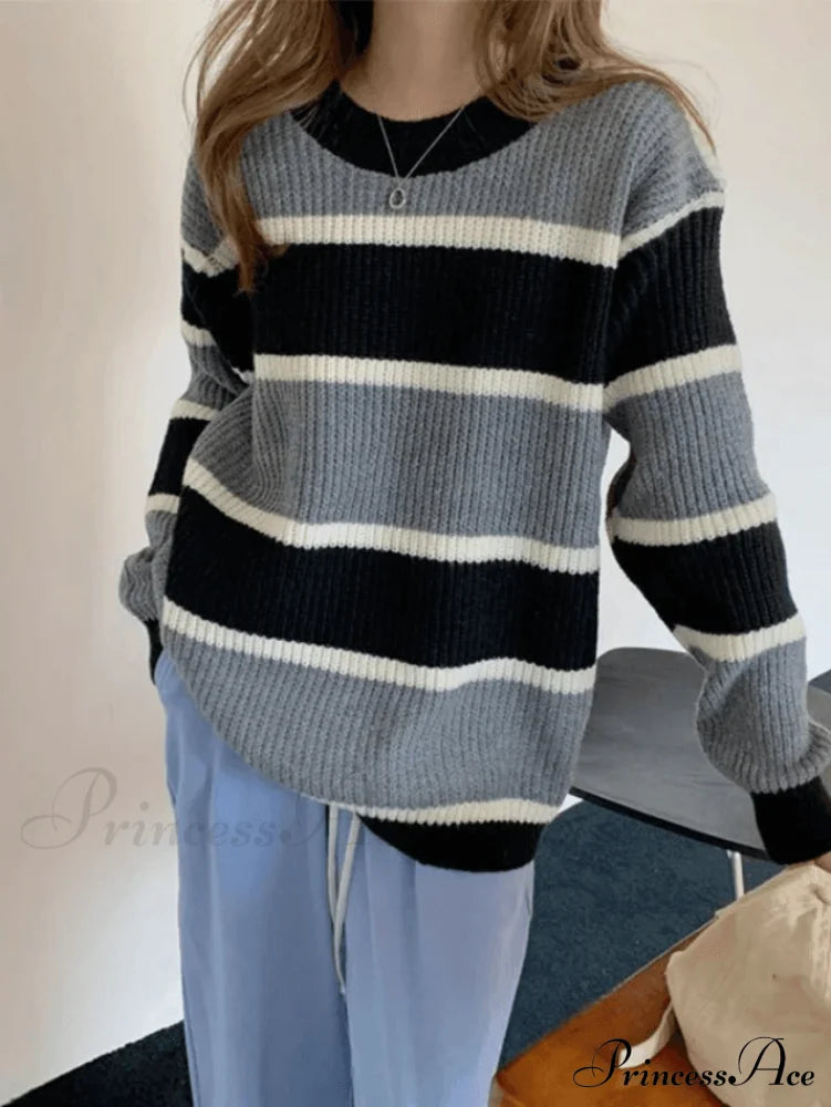 Color Block Striped Trendy Knit Crop Top