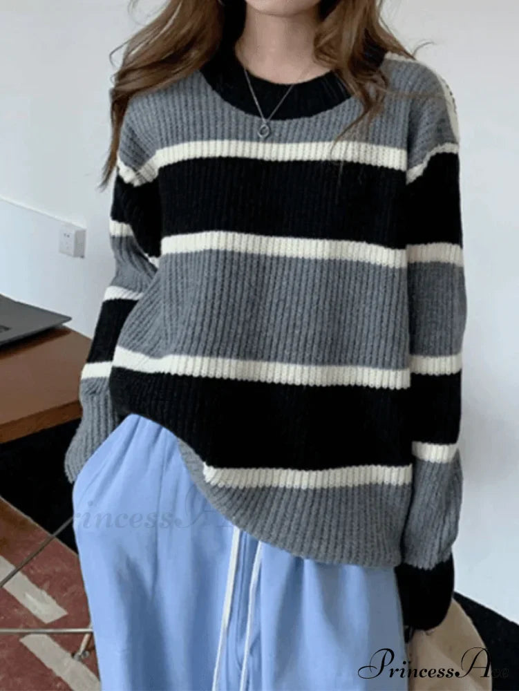 Color Block Striped Trendy Knit Crop Top