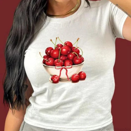 Combhasaki Summer Y2K Cherry Print T-shirt