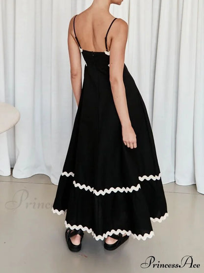 Contast Trim Graceful Cami Long Dress