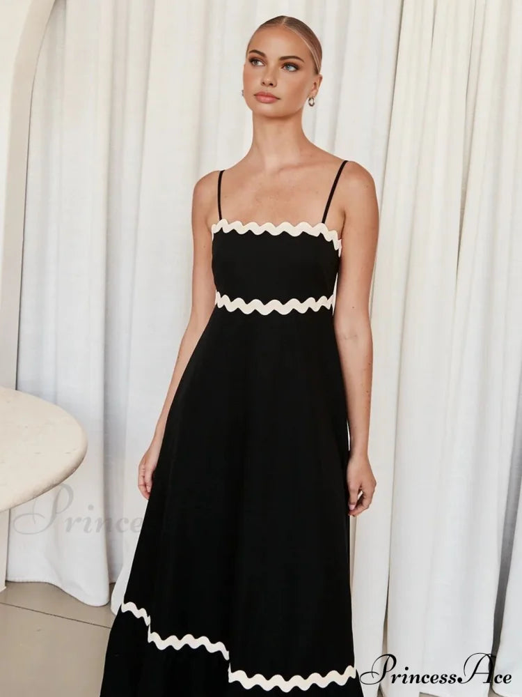 Contast Trim Graceful Cami Long Dress