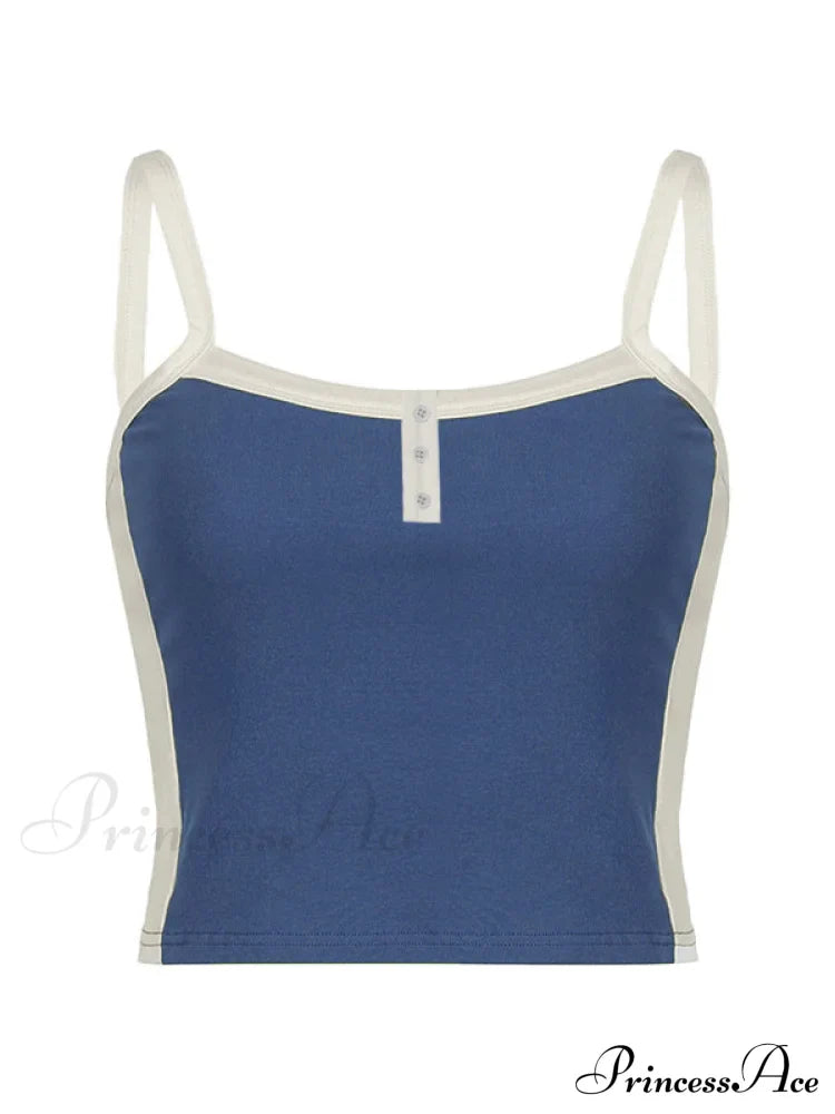 Contrast Trim Rib-Knit Trendy Crop Cami Top