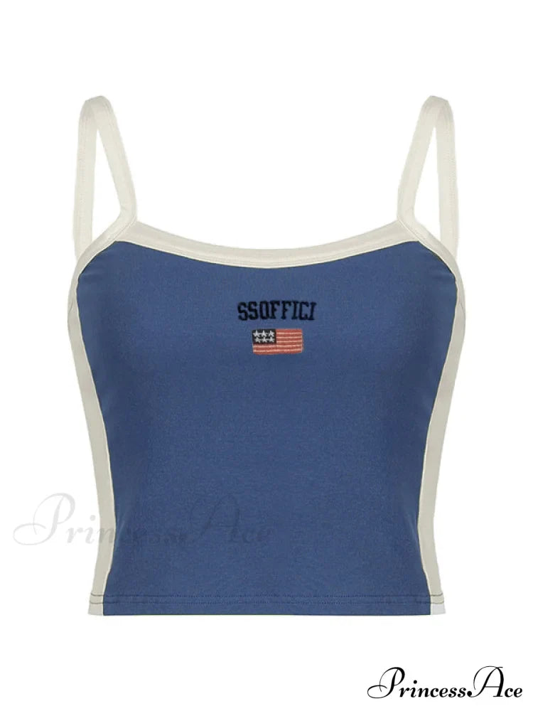 Contrast Trim Rib-Knit Trendy Crop Cami Top