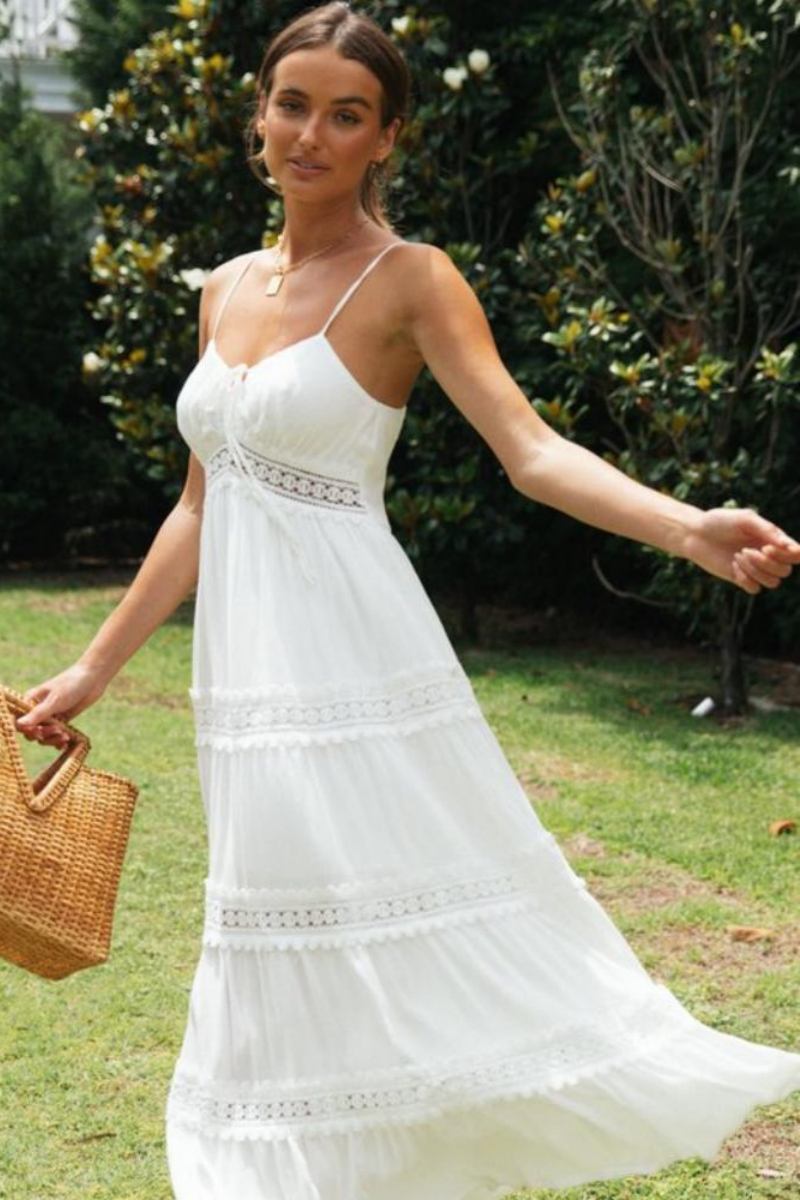 Nora® | Maxi Summer Dress In A-Line With Lace Trim