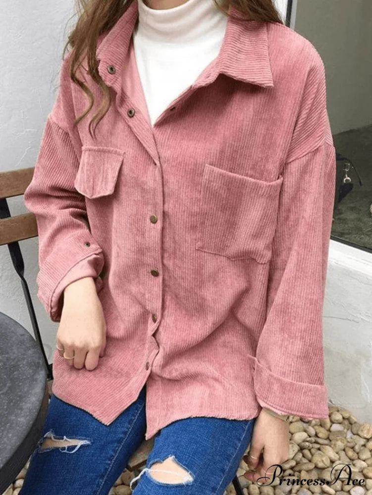 Coral Velvet Graceful Open Front Coat